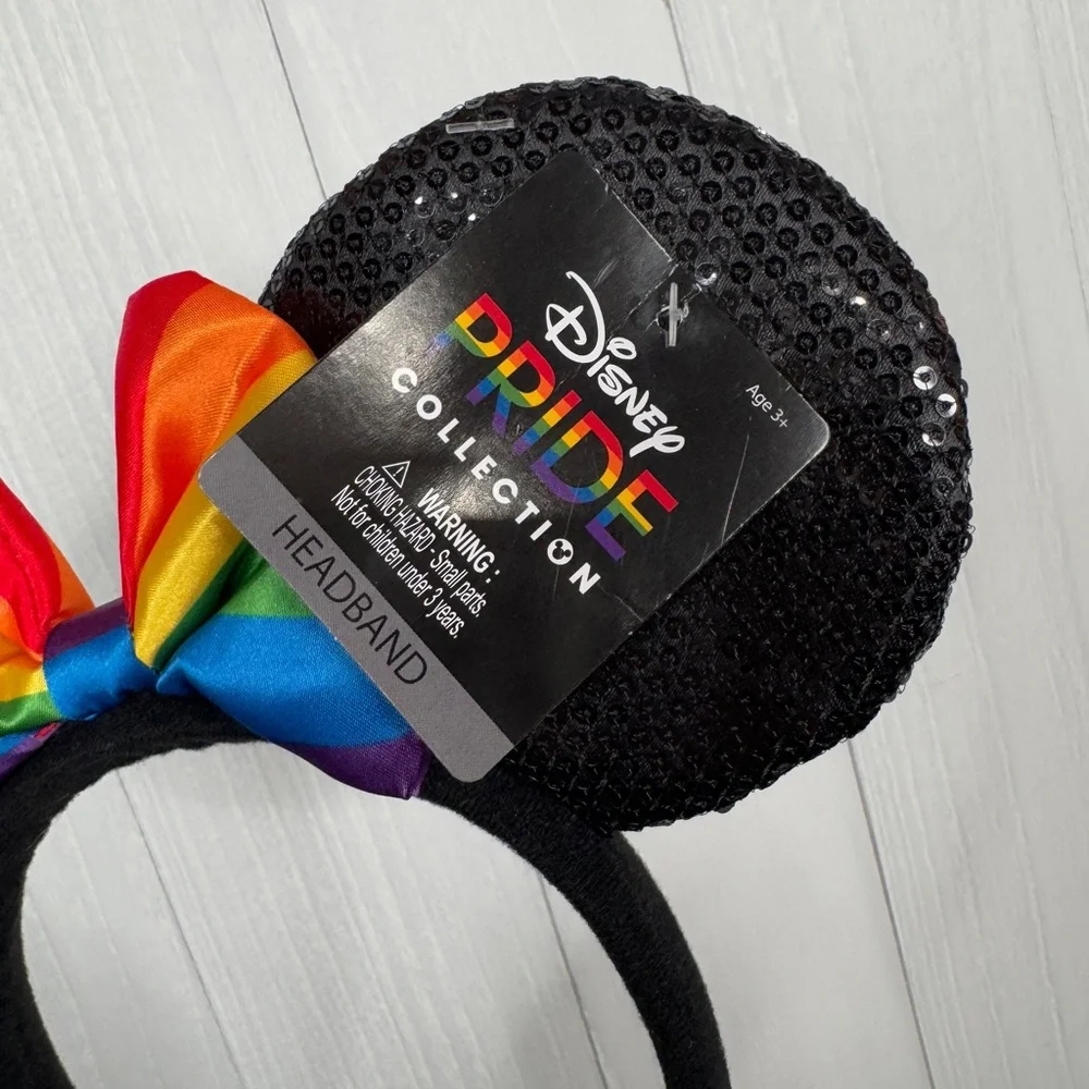 Disney Pride Collection Black Sequin Ears with Rainbow Bow